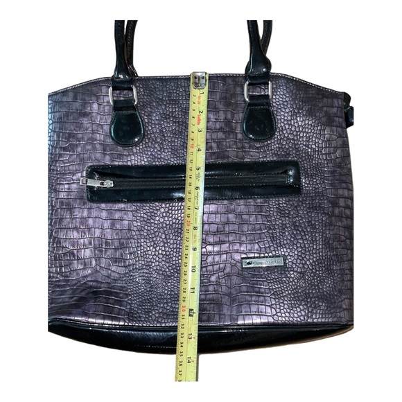 Cabrelli & Co. Tote Bag Case Snake skin pattern Dark Silver & Black - Picture 8 of 10